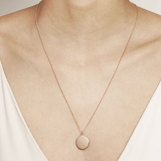 Collier or rose à médaillon Engravable