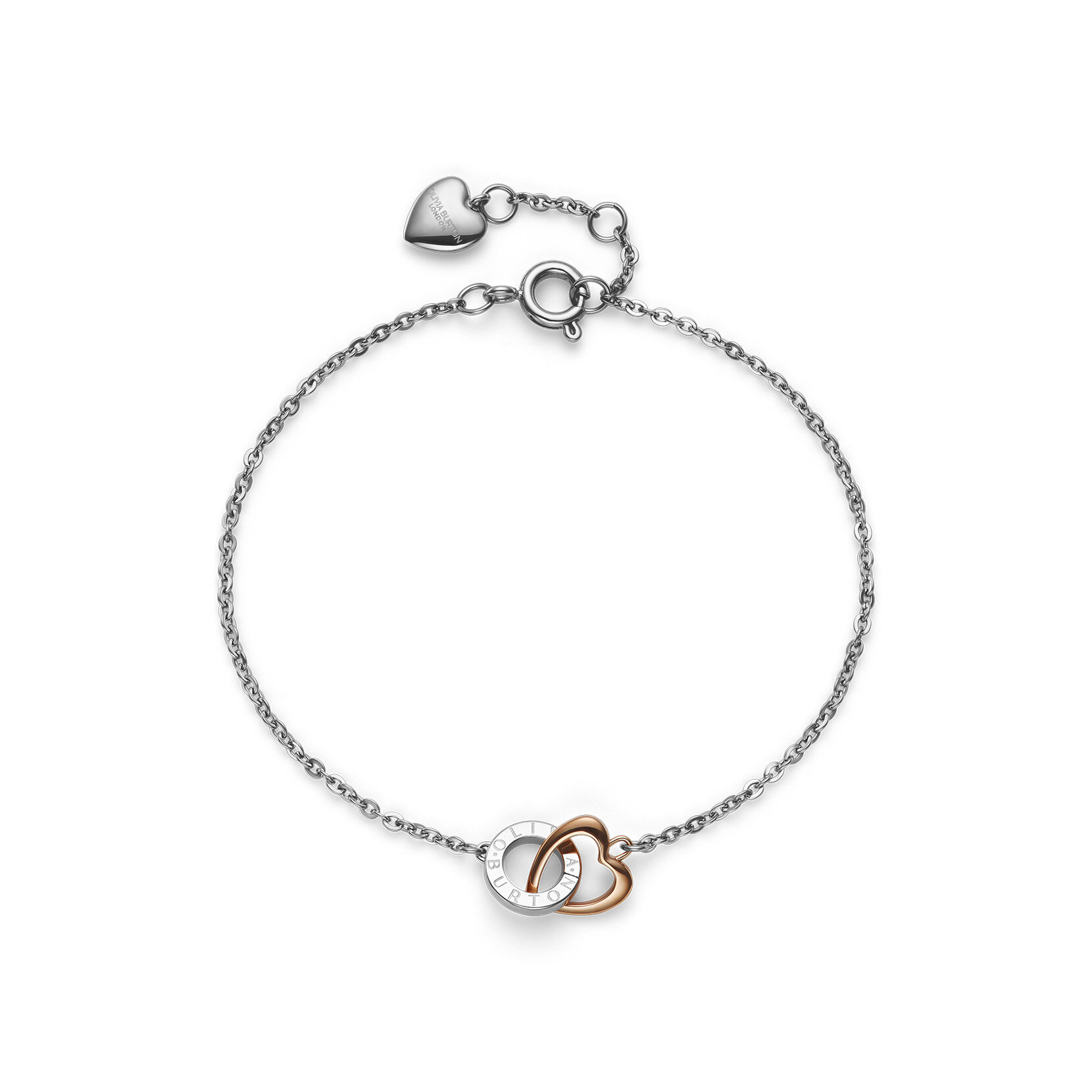 Kindred Interlink Heart Silver & Rose Gold Plated Bracelet