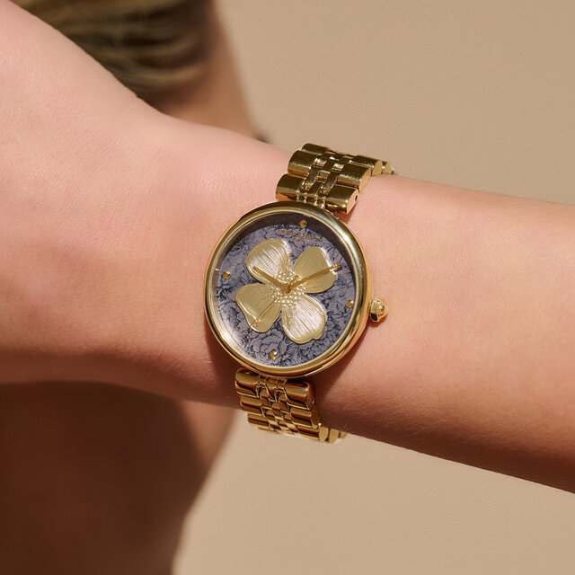 36mm Dogwood T-Bar Black & Gold Bracelet Watch