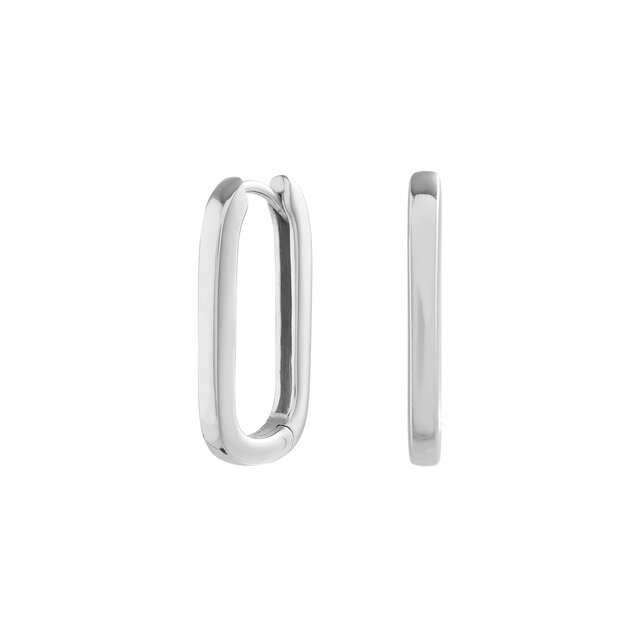 Silver Oval Huggie Hoops