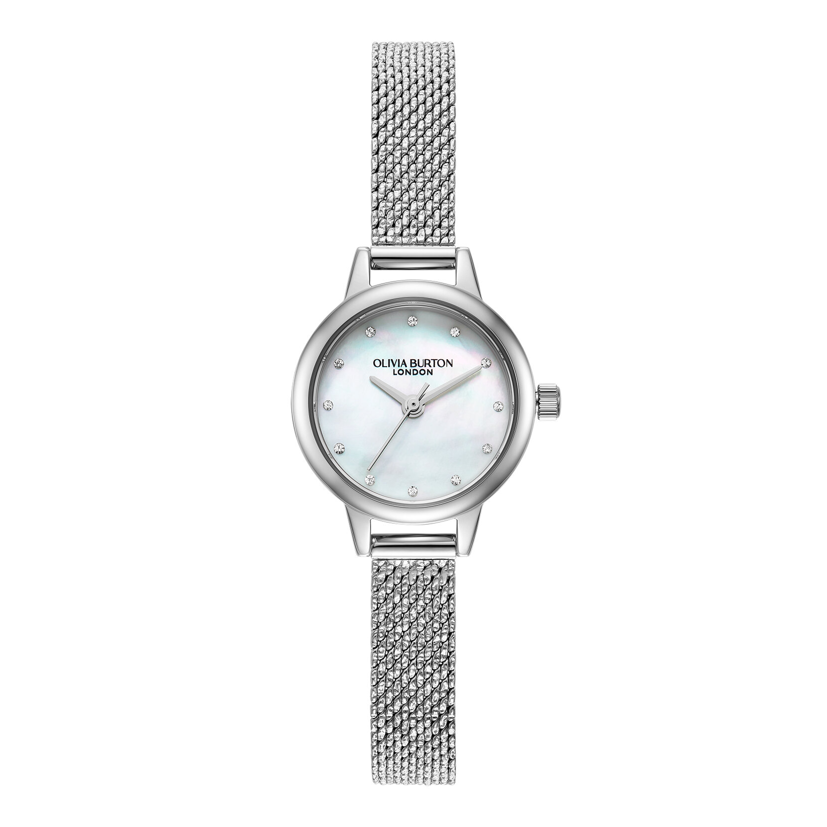 23mm Mini White & Silver Mesh Watch