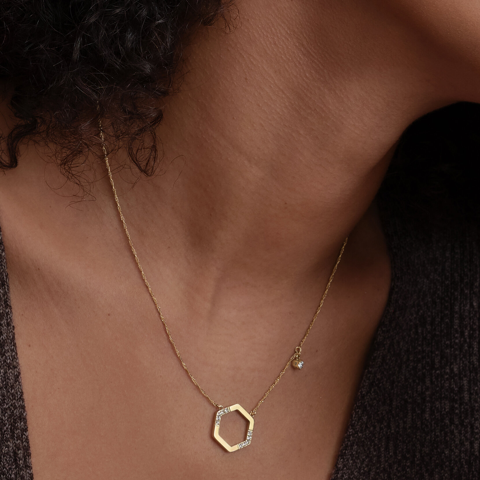 Crystal Honeycomb Gold Plated Necklace