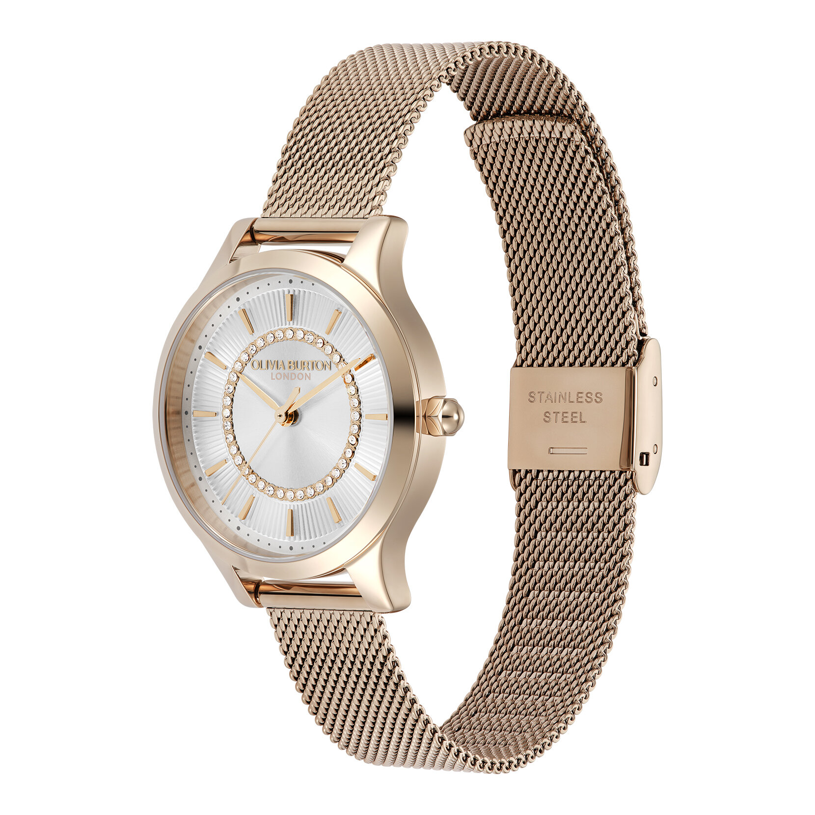 30mm Wonderlust White & Rose Gold Mesh Watch