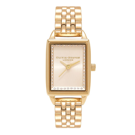 Rectangular Champagne & Gold Bracelet Watch