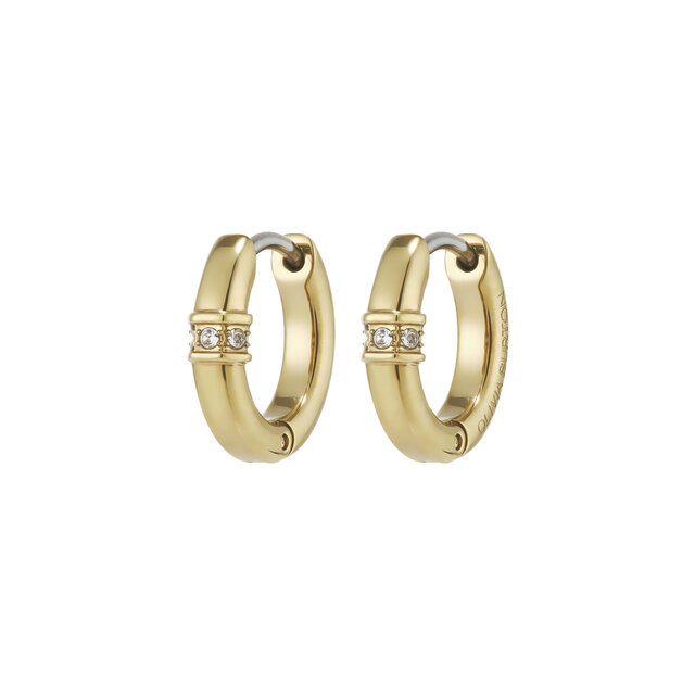 Boucles d'oreilles Cr&eacute;oles Huggies Plaqu&eacute;es Or avec Cristaux Lin&eacute;aires