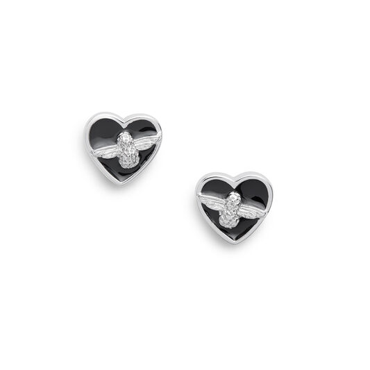 Love Bug Black & Silver Studs