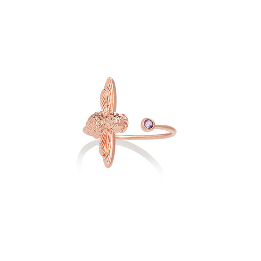 Bejewelled Bee Rose Gold & Amethyst Ring
