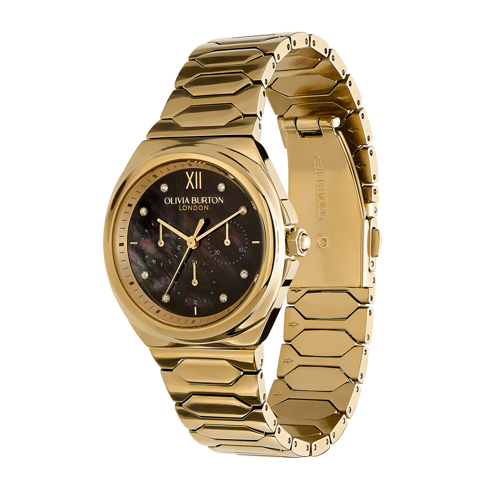 36mm Lustre Multi-Function Black & Gold Bracelet Watch