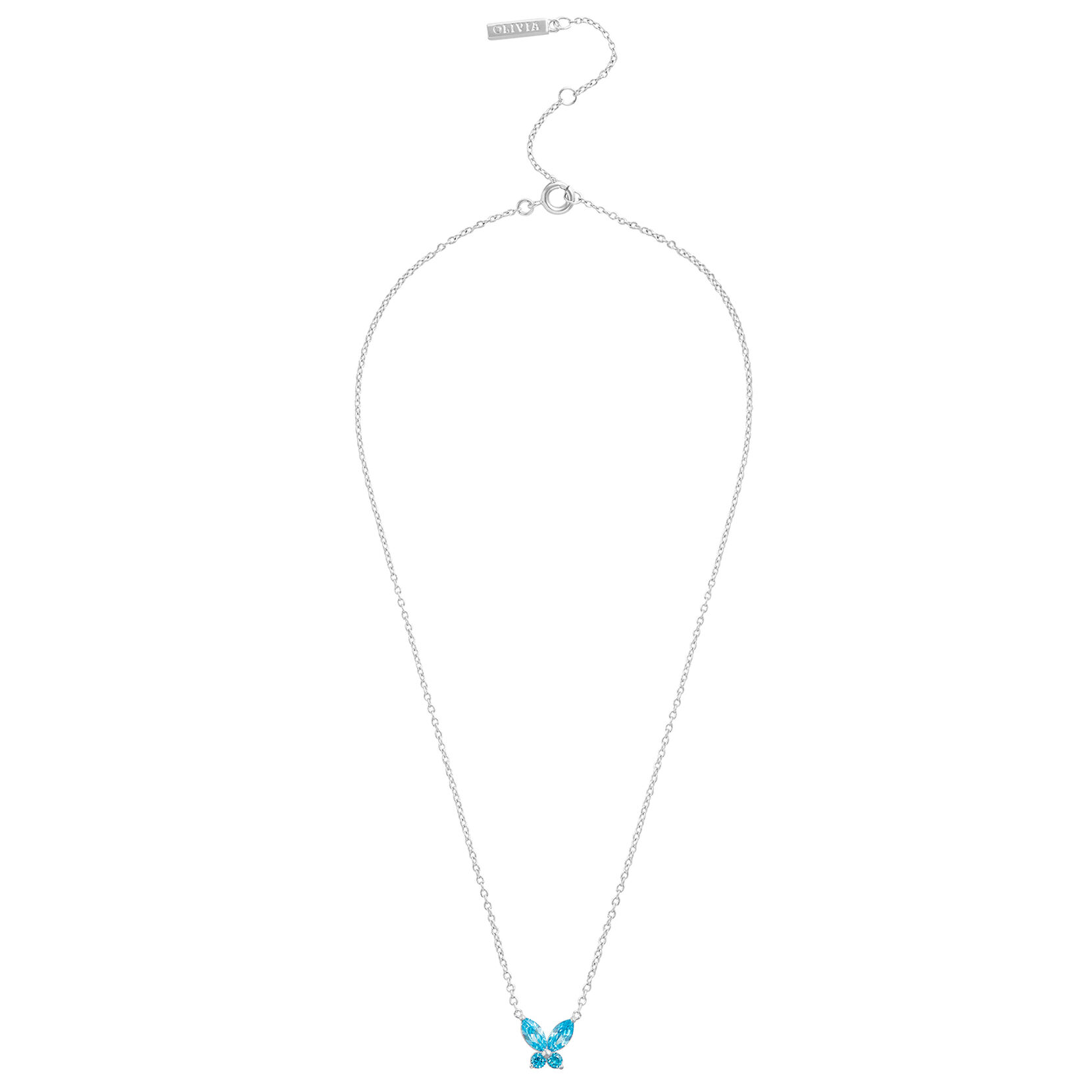 Collier Sparkle Butterfly Blue Marquise Butterfly argent 