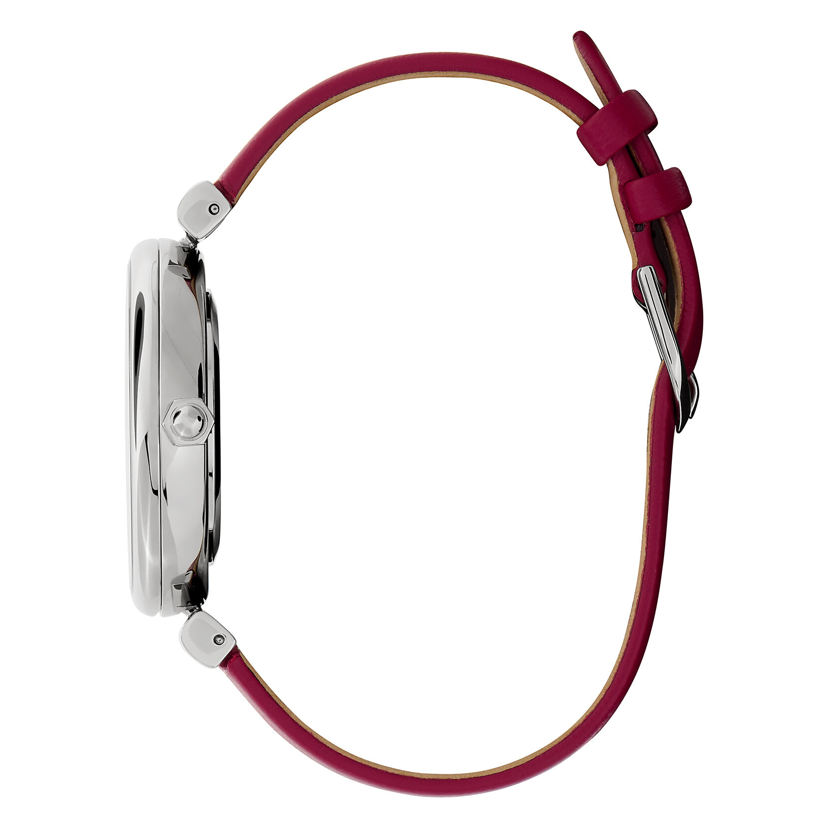 36mm Minima Bee T-Bar Silver & Cranberry Leather Strap Watch