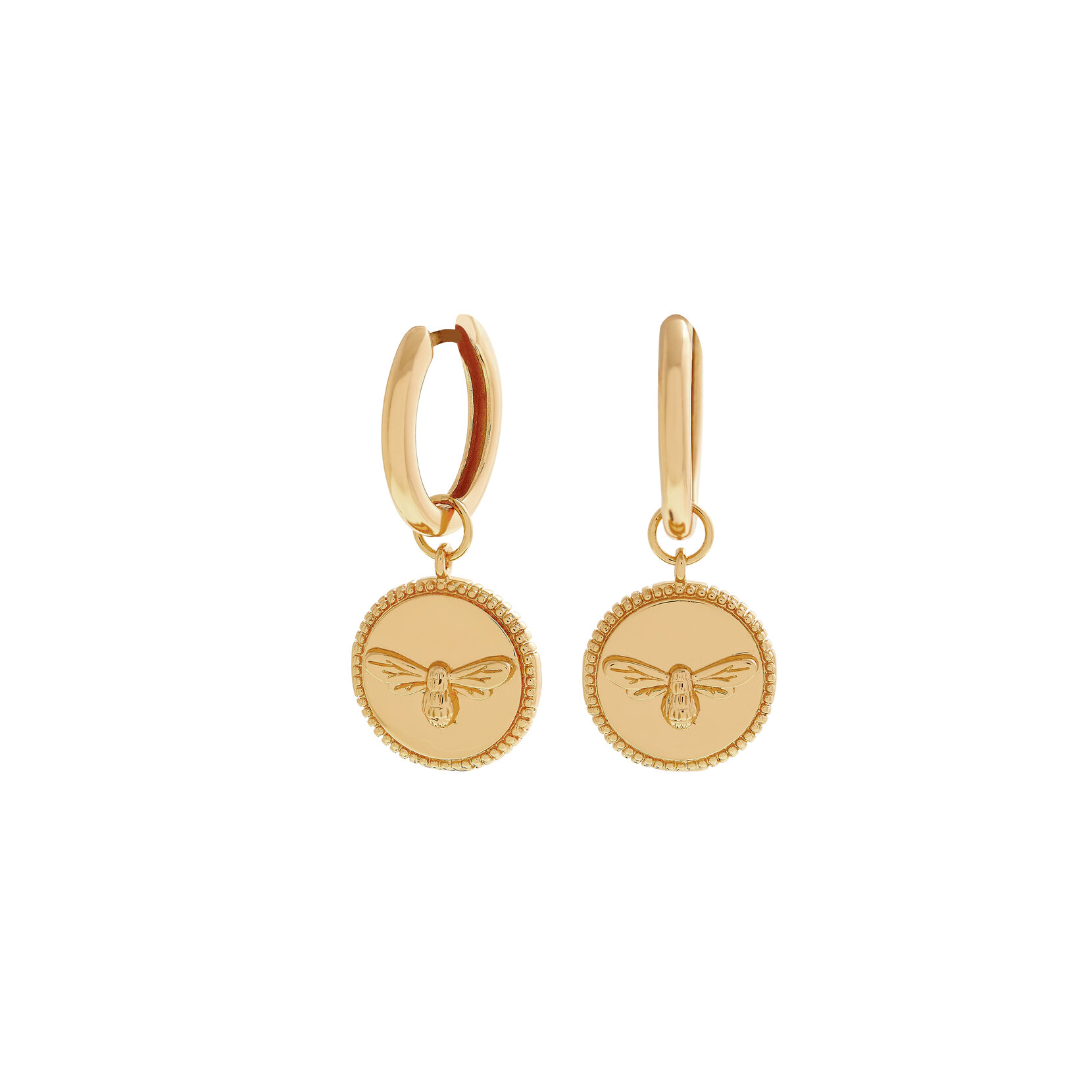 Gold Bee Huggie Hoops