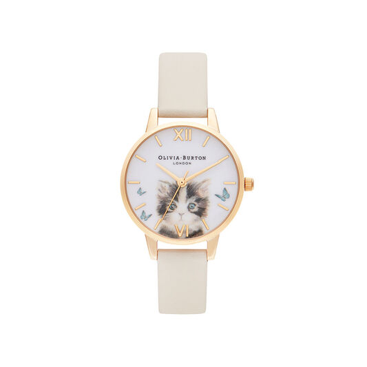 Cat Vegan Nude & Gold Watch