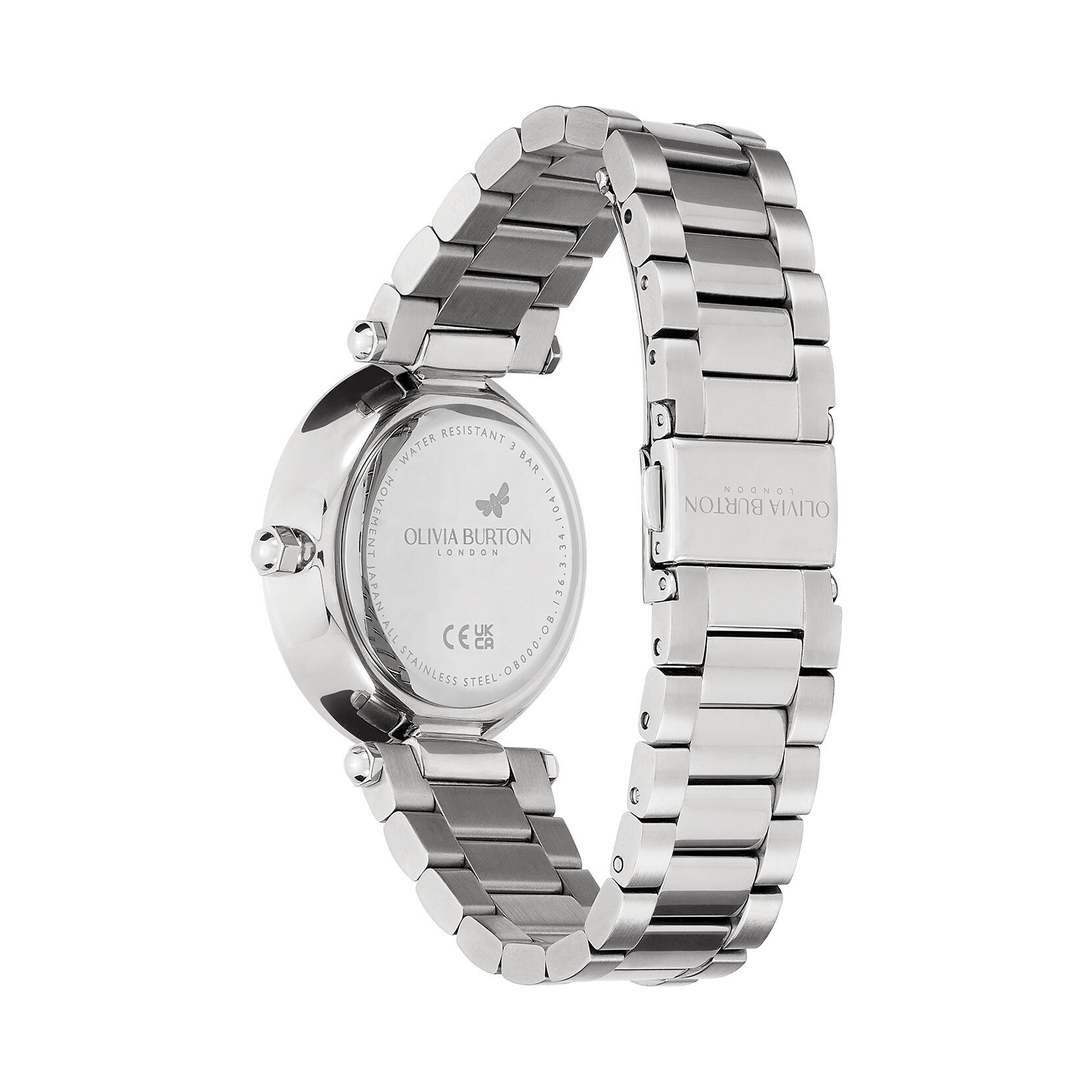 34mm Floral T-Bar White & Silver Bracelet Watch