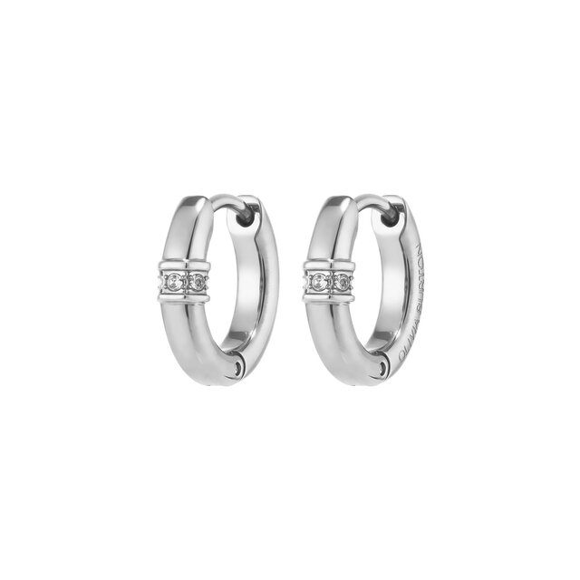 Boucles d'oreilles Cr&eacute;oles Huggies Argent&eacute;es avec Cristaux Lin&eacute;aires