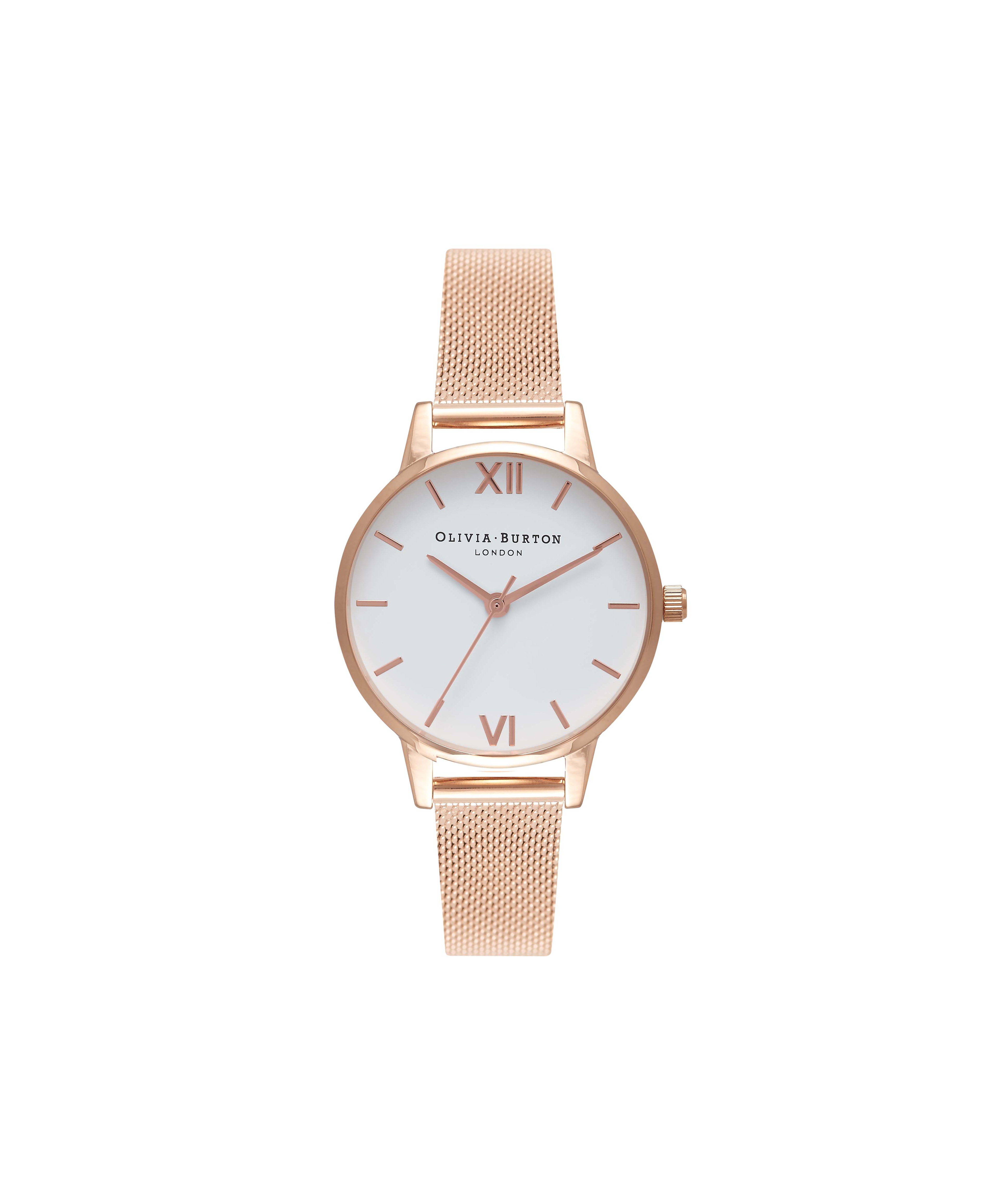 30mm White Rose Gold Mesh Watch